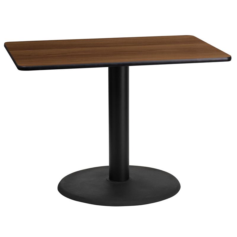 Flash Furniture 24” x 42” Rectangular Walnut Laminate Table Top with 24” Round Table Height Base – XU-WALTB-2442-TR24-GG Online