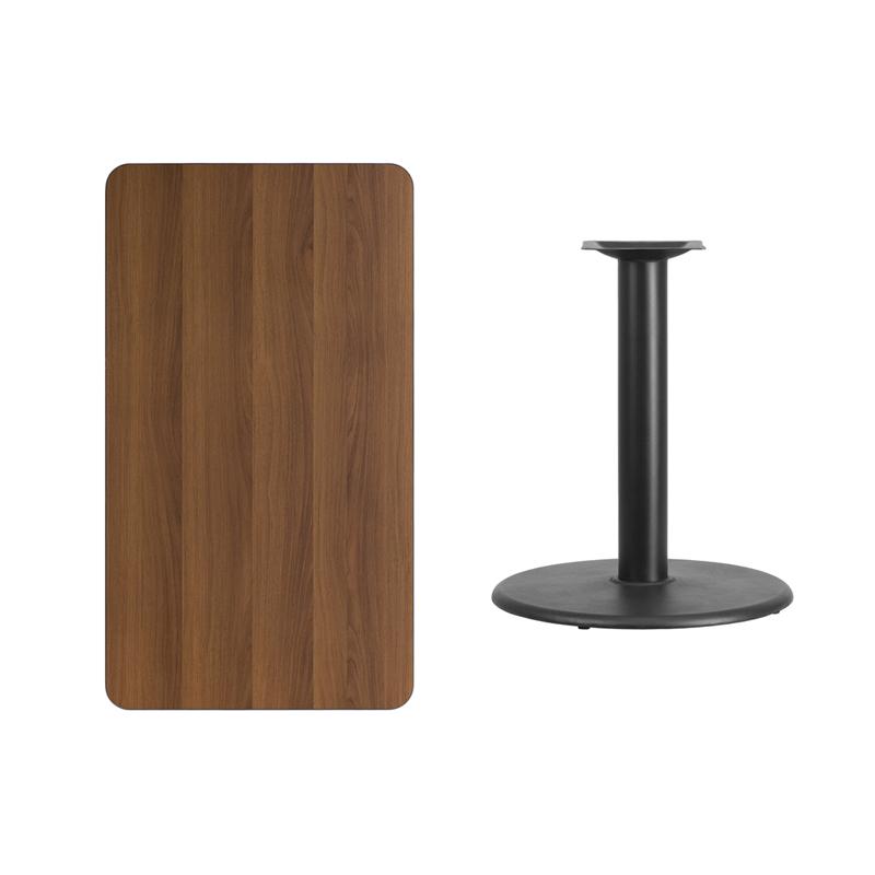 Flash Furniture 24” x 42” Rectangular Walnut Laminate Table Top with 24” Round Table Height Base – XU-WALTB-2442-TR24-GG Online