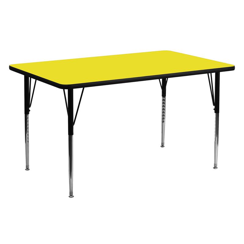 Flash Furniture 24”W x 60”L Rectangular Yellow HP Laminate Activity Table – Standard Height Adjustable Legs – XU-A2460-REC-YEL-H-A-GG Sale