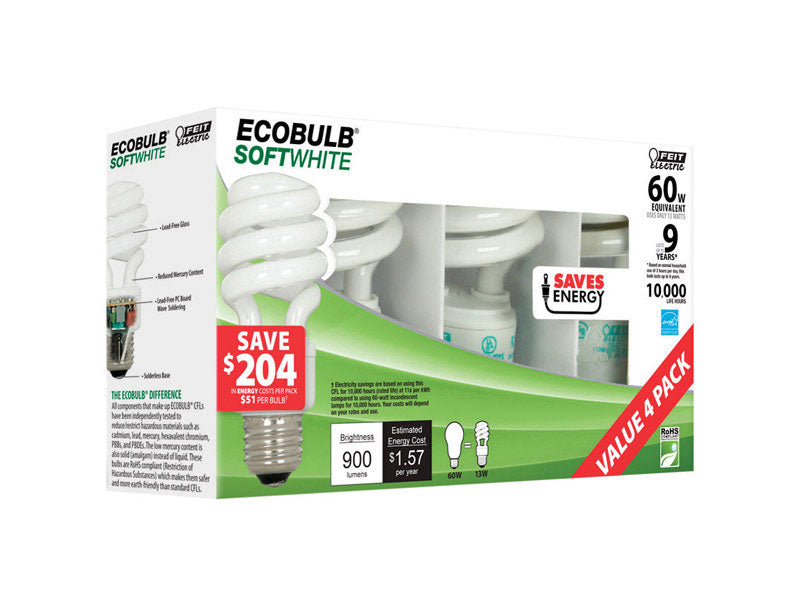 CFL A19 E26 13W SW 4PK on Sale