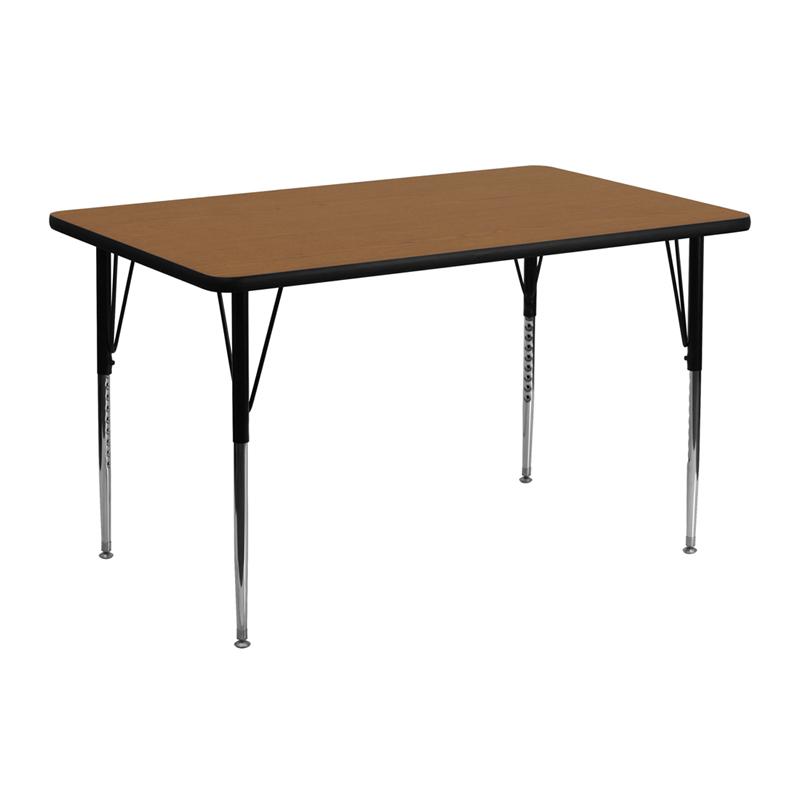 Flash Furniture 24”W x 48”L Rectangular Oak Thermal Laminate Activity Table – Standard Height Adjustable Legs – XU-A2448-REC-OAK-T-A-GG Sale