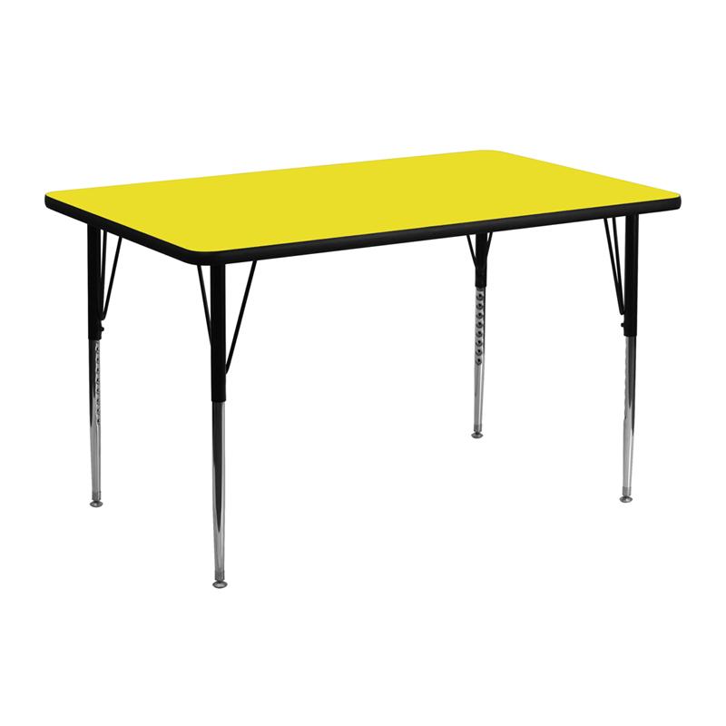 Flash Furniture 24”W x 48”L Rectangular Yellow HP Laminate Activity Table – Standard Height Adjustable Legs – XU-A2448-REC-YEL-H-A-GG Fashion