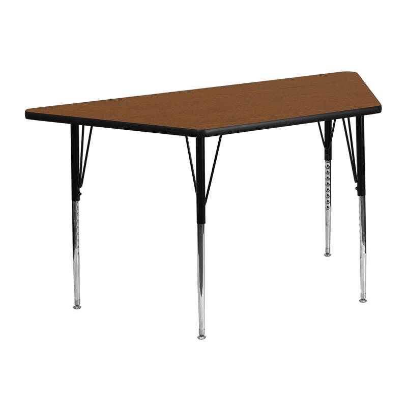 Flash Furniture 25”W x 45”L Trapezoid Oak HP Laminate Activity Table – Standard Height Adjustable Legs – XU-A2448-TRAP-OAK-H-A-GG Fashion