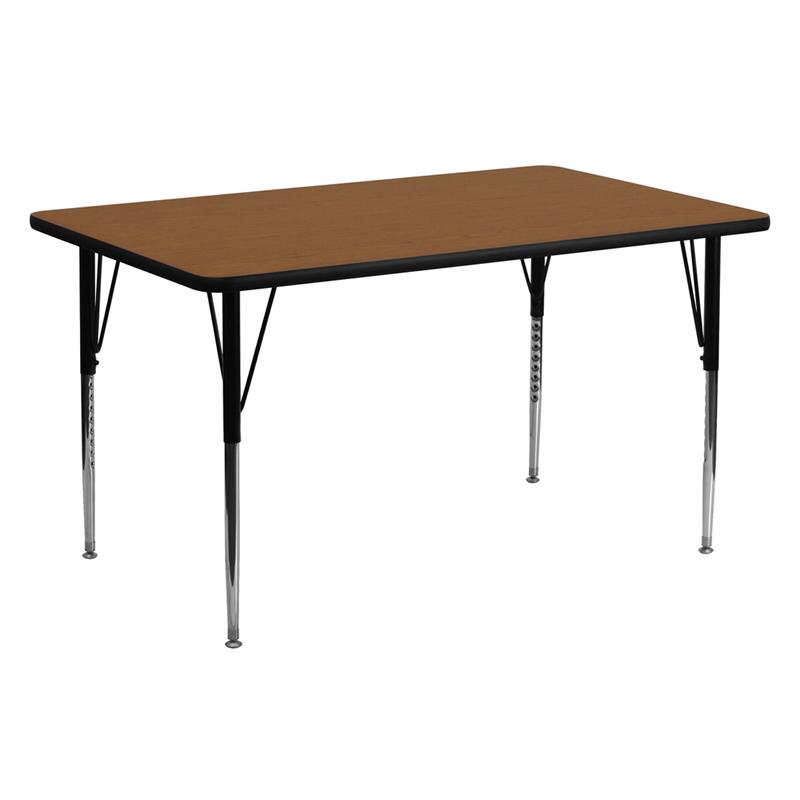 Flash Furniture 24”W x 60”L Rectangular Oak HP Laminate Activity Table – Standard Height Adjustable Legs – XU-A2460-REC-OAK-H-A-GG Supply