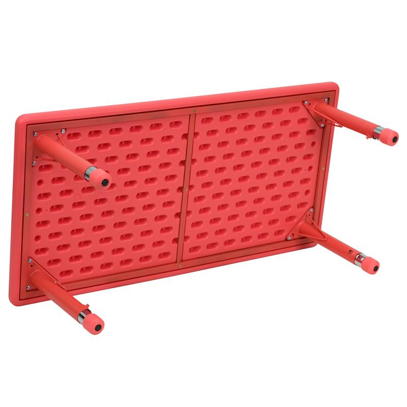 Flash Furniture 24”W x 48”L Rectangular Red Plastic Height Adjustable Activity Table – YU-YCX-001-2-RECT-TBL-RED-GG Hot on Sale