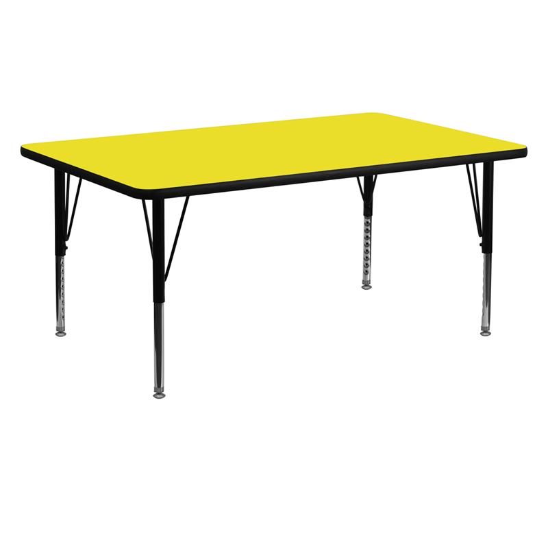 Flash Furniture 24”W x 60”L Rectangular Yellow HP Laminate Activity Table – Height Adjustable Short Legs – XU-A2460-REC-YEL-H-P-GG Online