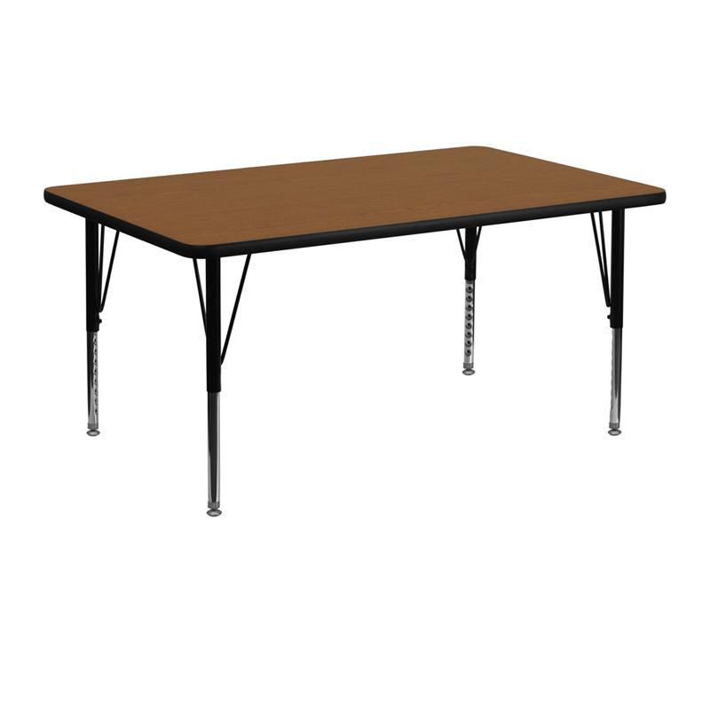 Flash Furniture 24”W x 48”L Rectangular Oak HP Laminate Activity Table – Height Adjustable Short Legs – XU-A2448-REC-OAK-H-P-GG Online