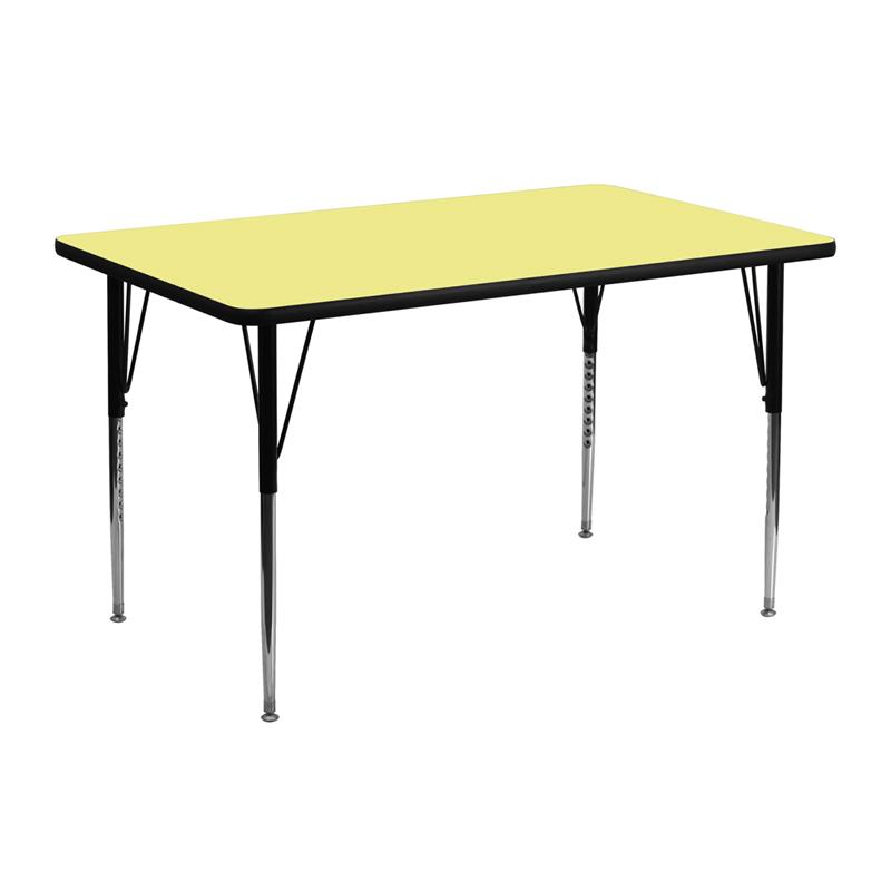 Flash Furniture 24”W x 48”L Rectangular Yellow Thermal Laminate Activity Table – Standard Height Adjustable Legs – XU-A2448-REC-YEL-T-A-GG Online Sale