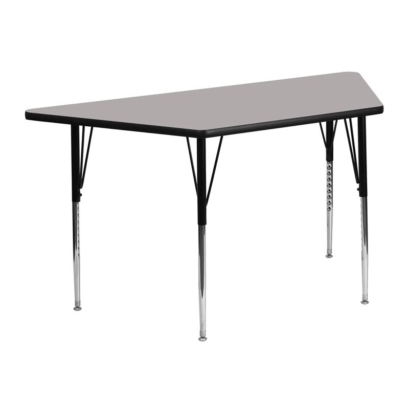 Flash Furniture 25”W x 45”L Trapezoid Grey HP Laminate Activity Table – Standard Height Adjustable Legs – XU-A2448-TRAP-GY-H-A-GG Supply