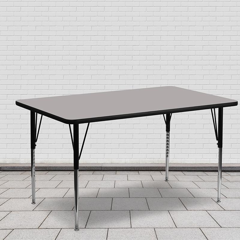 Flash Furniture 24”W x 60”L Rectangular Grey HP Laminate Activity Table – Standard Height Adjustable Legs – XU-A2460-REC-GY-H-A-GG on Sale