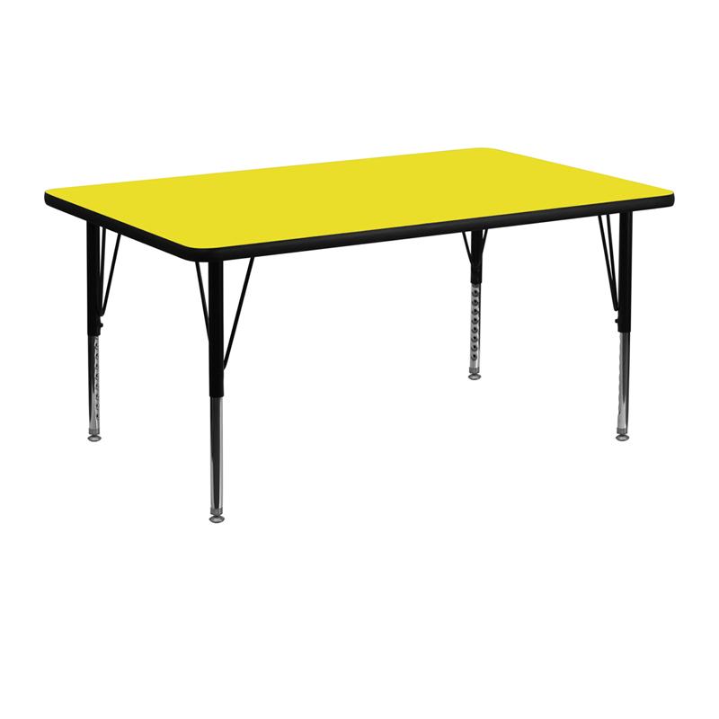 Flash Furniture 24”W x 48”L Rectangular Yellow HP Laminate Activity Table – Height Adjustable Short Legs – XU-A2448-REC-YEL-H-P-GG Discount