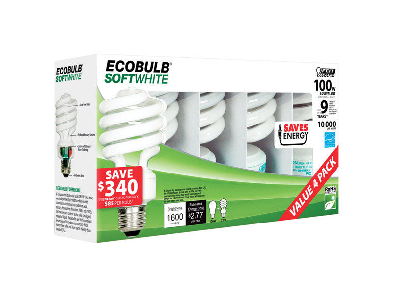 CFL 23W 1600L SFT WH 4PK Supply