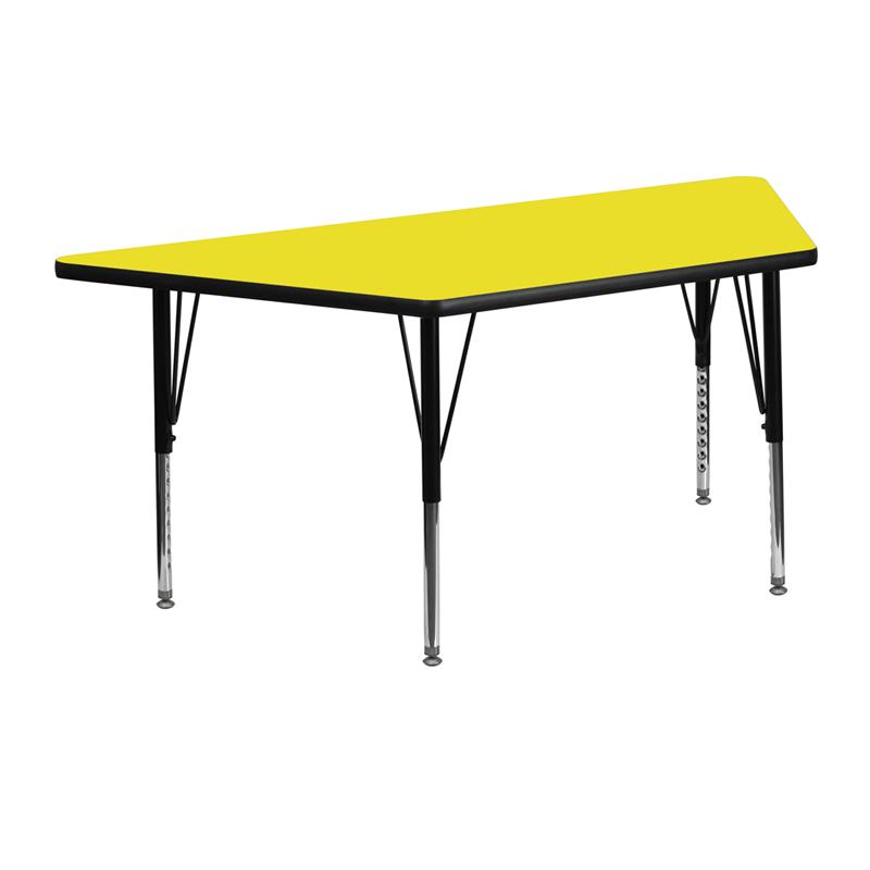 Flash Furniture 25”W x 45”L Trapezoid Yellow HP Laminate Activity Table – Height Adjustable Short Legs – XU-A2448-TRAP-YEL-H-P-GG Sale