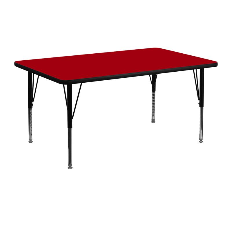Flash Furniture 24”W x 48”L Rectangular Red Thermal Laminate Activity Table – Height Adjustable Short Legs – XU-A2448-REC-RED-T-P-GG Discount