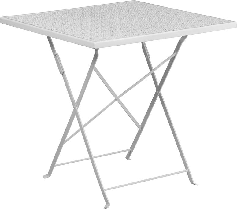 Flash Furniture 28” Square White Indoor-Outdoor Steel Folding Patio Table – CO-1-WH-GG Hot on Sale