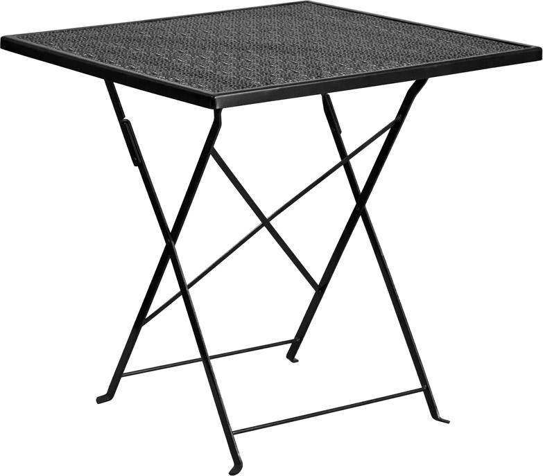 Flash Furniture 28” Square Black Indoor-Outdoor Steel Folding Patio Table – CO-1-BK-GG Online Hot Sale
