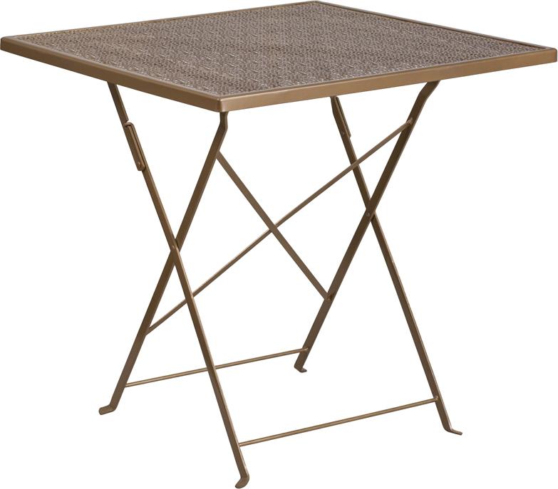 Flash Furniture 28” Square Gold Indoor-Outdoor Steel Folding Patio Table – CO-1-GD-GG Online Sale