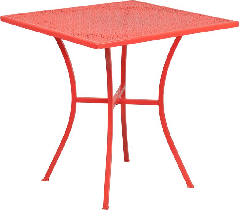 Flash Furniture 28” Square Coral Indoor-Outdoor Steel Patio Table – CO-5-RED-GG Online Sale