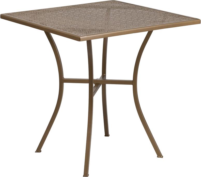Flash Furniture 28” Square Gold Indoor-Outdoor Steel Patio Table – CO-5-GD-GG Hot on Sale
