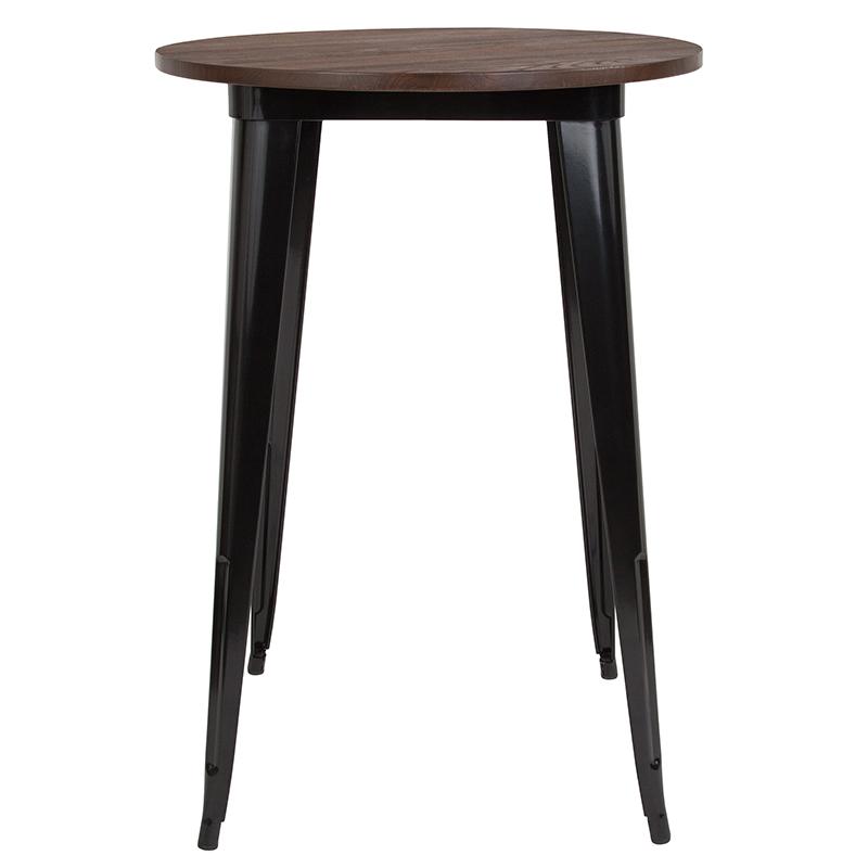 Flash Furniture 30″ Round Black Metal Indoor Bar Height Table with Walnut Rustic Wood Top – CH-51090-40M1-BK-GG Sale