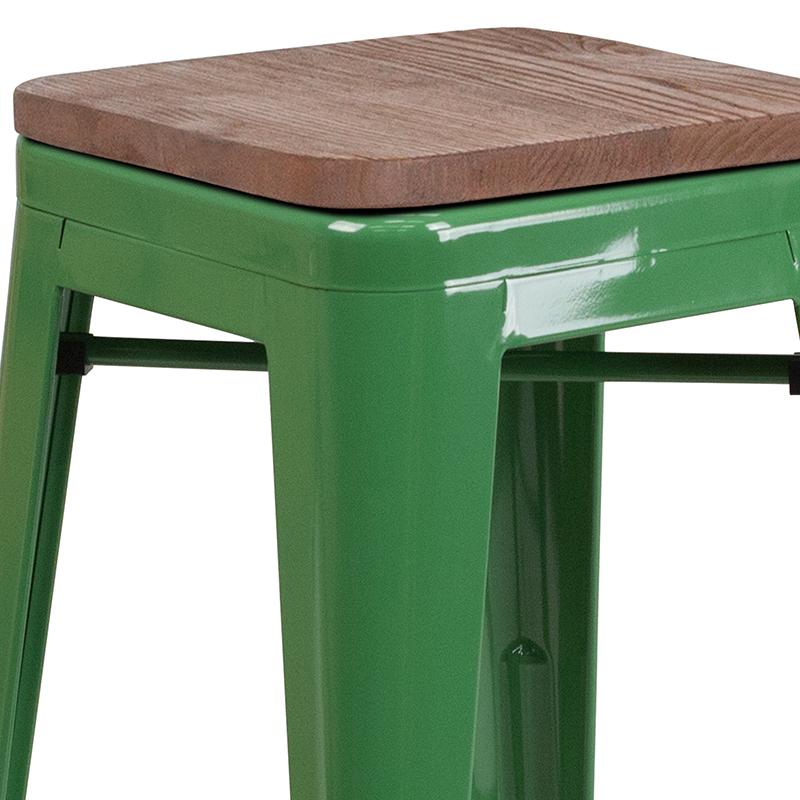 Flash Furniture 30″ High Backless Green Metal Barstool with Square Wood Seat – CH-31320-30-GN-WD-GG Fashion
