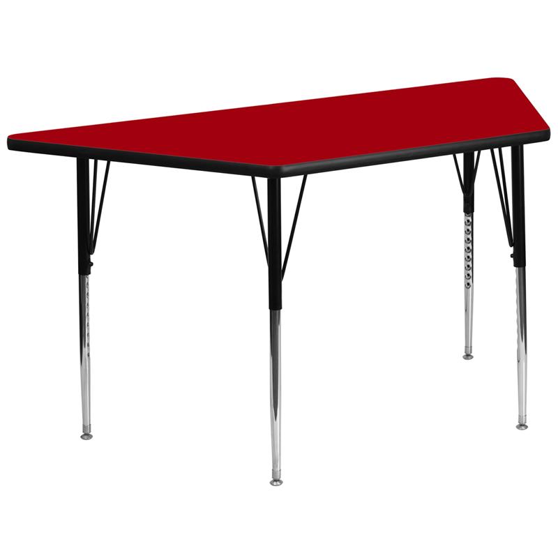 Flash Furniture 29.5”W x 57.25”L Trapezoid Red Thermal Laminate Activity Table – Standard Height Adjustable Legs – XU-A3060-TRAP-RED-T-A-GG Online now