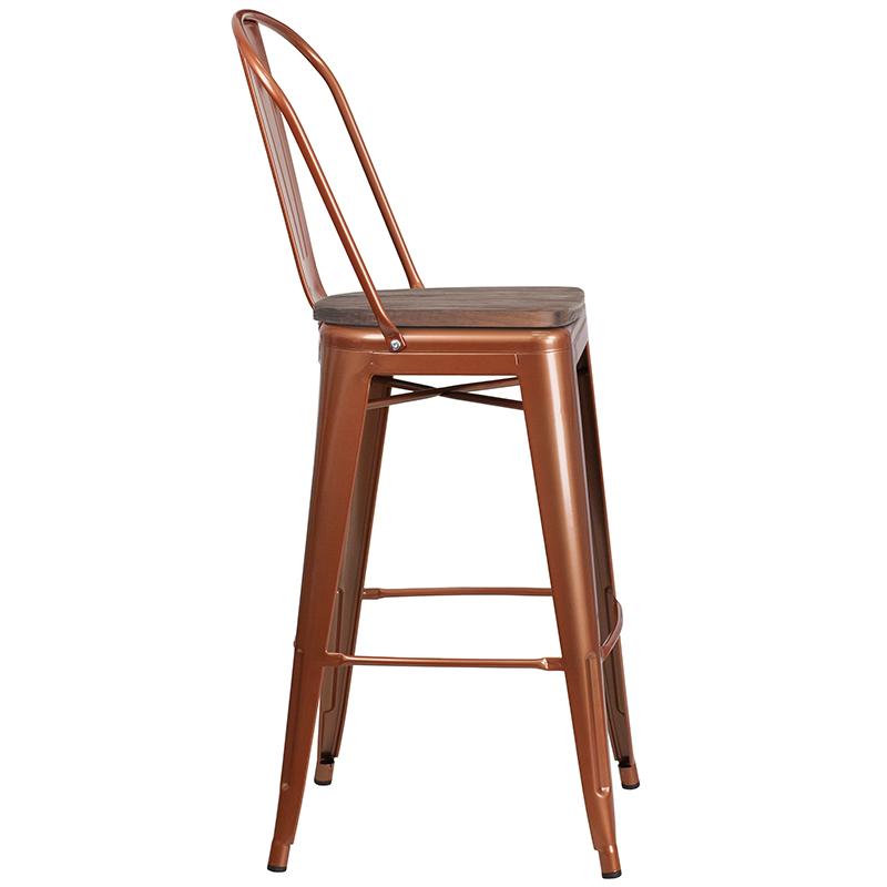 Flash Furniture 30″ High Copper Metal Barstool with Back and Wood Seat – ET-3534-30-POC-WD-GG on Sale