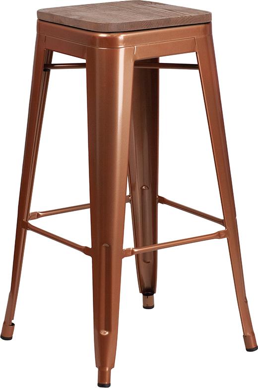 Flash Furniture 30″ High Backless Copper Barstool with Square Wood Seat – ET-BT3503-30-POC-WD-GG Supply