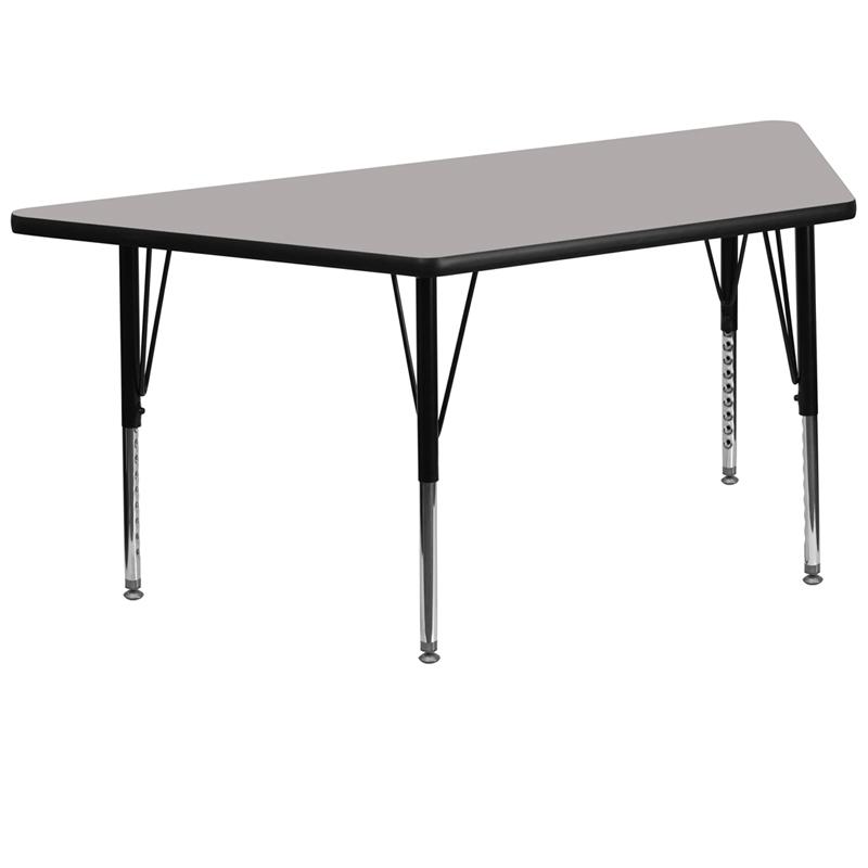 Flash Furniture 29.5”W x 57.25”L Trapezoid Grey HP Laminate Activity Table – Height Adjustable Short Legs – XU-A3060-TRAP-GY-H-P-GG Online Hot Sale