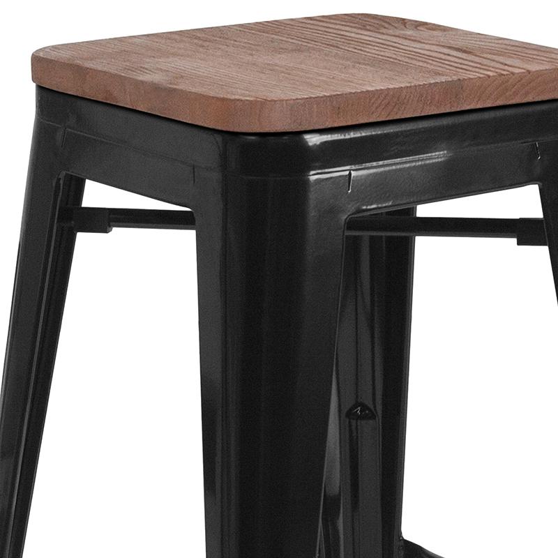 Flash Furniture 30″ High Backless Black Metal Barstool with Square Wood Seat – CH-31320-30-BK-WD-GG Fashion