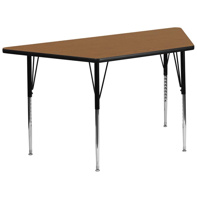 Flash Furniture 29.5”W x 57.25”L Trapezoid Oak Thermal Laminate Activity Table – Standard Height Adjustable Legs – XU-A3060-TRAP-OAK-T-A-GG Online