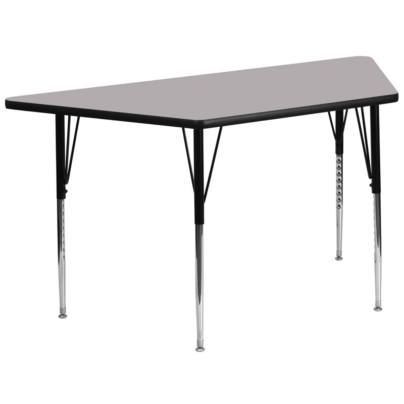 Flash Furniture 29.5”W x 57.25”L Trapezoid Grey Thermal Laminate Activity Table – Standard Height Adjustable Legs – XU-A3060-TRAP-GY-T-A-GG Discount