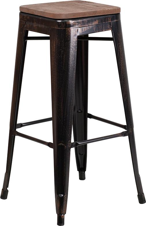 Flash Furniture 30″ High Backless Black-Antique Gold Metal Barstool with Square Wood Seat – CH-31320-30-BQ-WD-GG Discount
