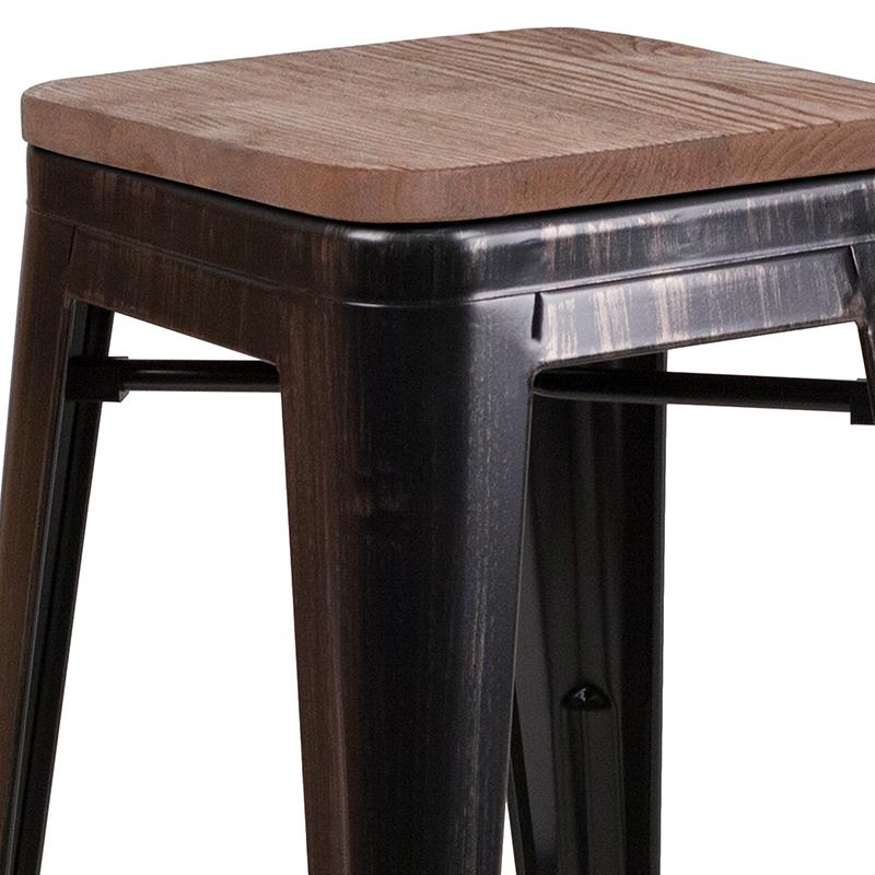 Flash Furniture 30″ High Backless Black-Antique Gold Metal Barstool with Square Wood Seat – CH-31320-30-BQ-WD-GG Discount