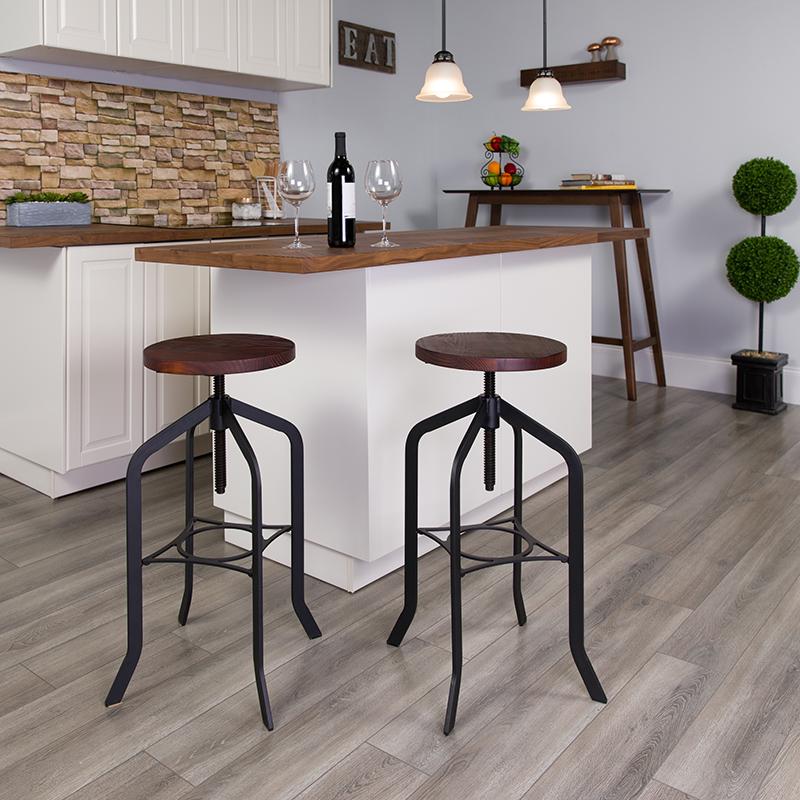 Flash Furniture 30” Barstool with Swivel Lift Wood Seat – ET-BM3732-30-GG on Sale