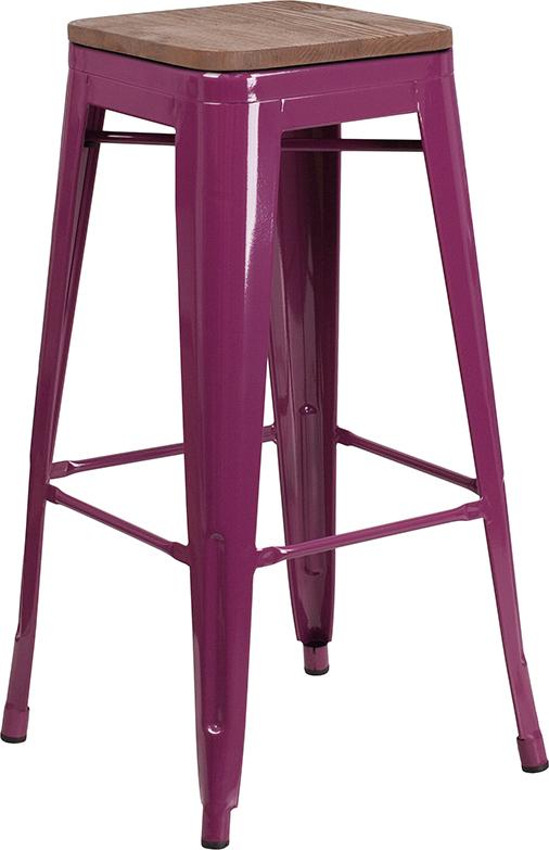Flash Furniture 30″ High Backless Purple Barstool with Square Wood Seat – ET-BT3503-30-PUR-WD-GG Online Hot Sale