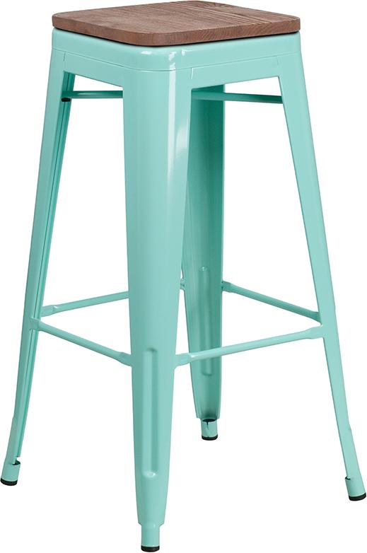 Flash Furniture 30″ High Backless Mint Green Barstool with Square Wood Seat – ET-BT3503-30-MINT-WD-GG Fashion