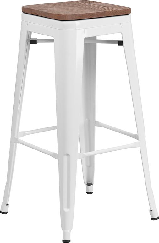 Flash Furniture 30″ High Backless White Metal Barstool with Square Wood Seat – CH-31320-30-WH-WD-GG Discount