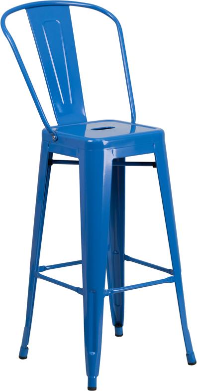 Flash Furniture 30” High Blue Metal Indoor-Outdoor Barstool with Back – CH-31320-30GB-BL-GG Fashion