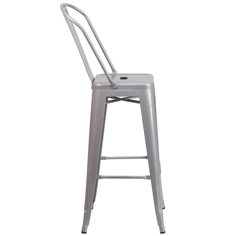 Flash Furniture 30” High Silver Metal Indoor-Outdoor Barstool with Back – CH-31320-30GB-SIL-GG Hot on Sale