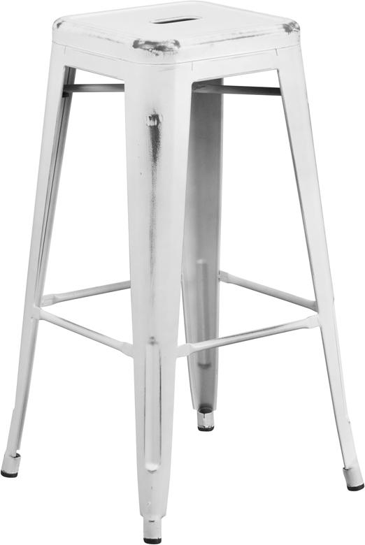 Flash Furniture 30” High Backless Distressed White Metal Indoor-Outdoor Barstool – ET-BT3503-30-WH-GG Sale