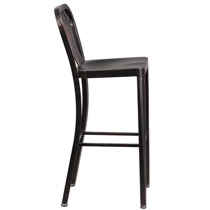 Flash Furniture 30” High Black-Antique Gold Metal Indoor-Outdoor Barstool with Vertical Slat Back – CH-61200-30-BQ-GG Discount