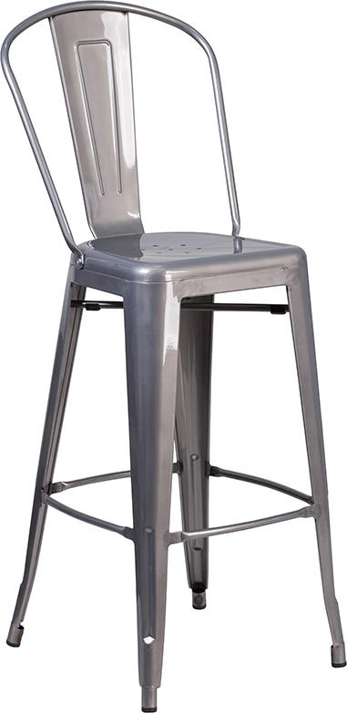 Flash Furniture 30” High Clear Coated Indoor Barstool with Back – XU-DG-TP001B-30-GG Discount