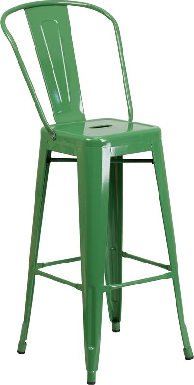 Flash Furniture 30” High Green Metal Indoor-Outdoor Barstool with Back – CH-31320-30GB-GN-GG Hot on Sale