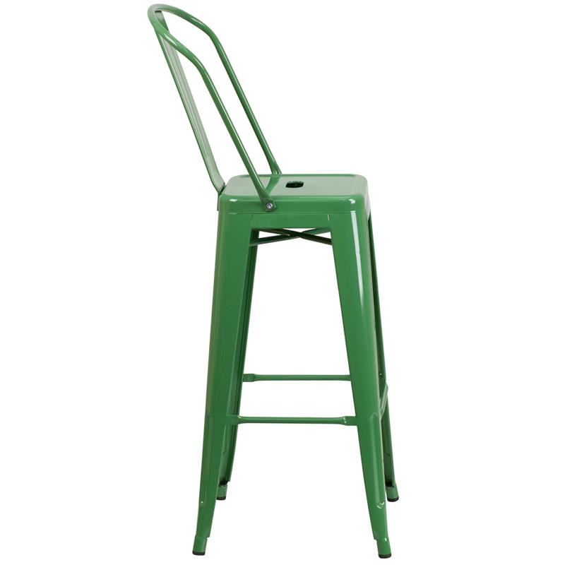 Flash Furniture 30” High Green Metal Indoor-Outdoor Barstool with Back – CH-31320-30GB-GN-GG Hot on Sale