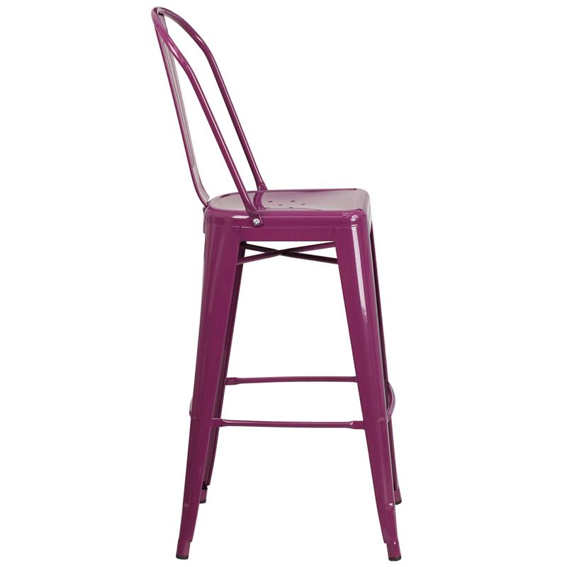 Flash Furniture 30” High Purple Metal Indoor-Outdoor Barstool with Back – ET-3534-30-PUR-GG on Sale
