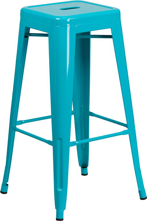 Flash Furniture 30” High Backless Crystal Teal-Blue Indoor-Outdoor Barstool – ET-BT3503-30-CB-GG Hot on Sale