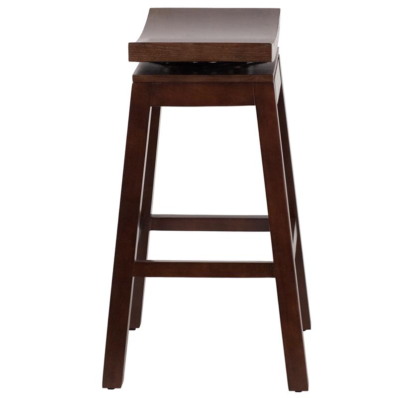 Flash Furniture 30” High Saddle Seat Cappuccino Wood Barstool with Auto Swivel Seat Return – TA-SADDLE-1-GG Discount