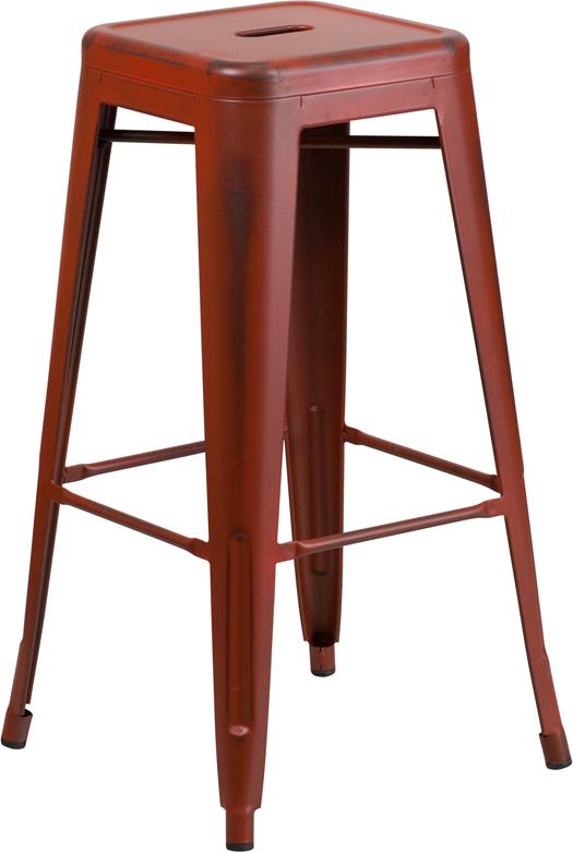 Flash Furniture 30” High Backless Distressed Kelly Red Metal Indoor-Outdoor Barstool – ET-BT3503-30-RD-GG Discount