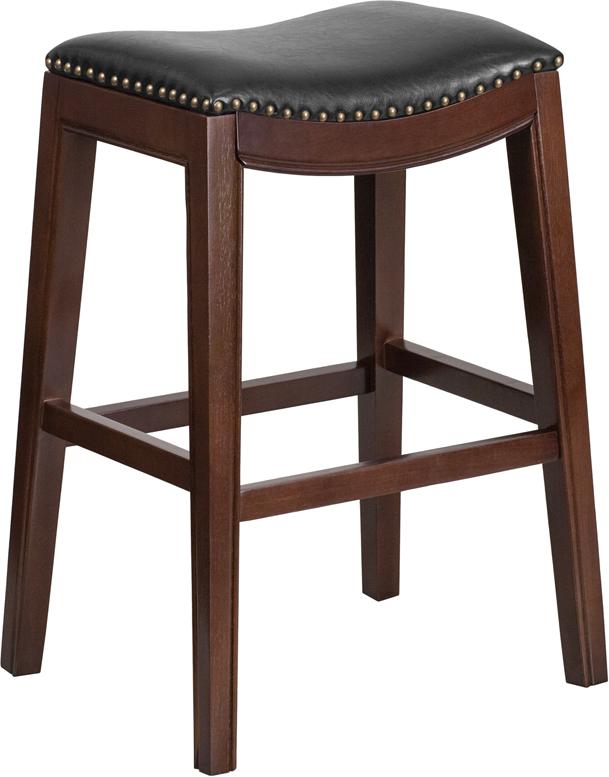 Flash Furniture 30” High Backless Cappuccino Wood Barstool with Black Leather Saddle Seat – TA-411030-CA-GG Sale